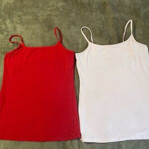 (2)Juniors Pink/Red Spaghetti String Camisole/Tank Tops, sz L
